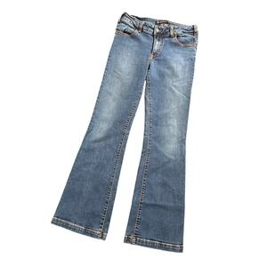 Serfontaine Women Flare Jeans Low Rise Y2K Boho Indie Western Streetwear 29x30